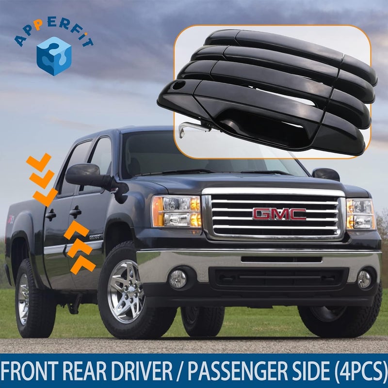 APPERFiT Upgraded Exterior Door Handles Black Compatible with 2007-2013 Chevy Chevrolet Silverado 1500 2500 3500 Suburban Tahoe Avalanche, GMC Sierra Yukon, Cadillac Escalade - Image 5